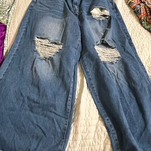 SHEIN Blue Denim Jeans wide leg